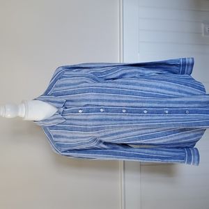 Gorgeous! Nearly new, striped linen button down blouse. Wear with jeans or skirt